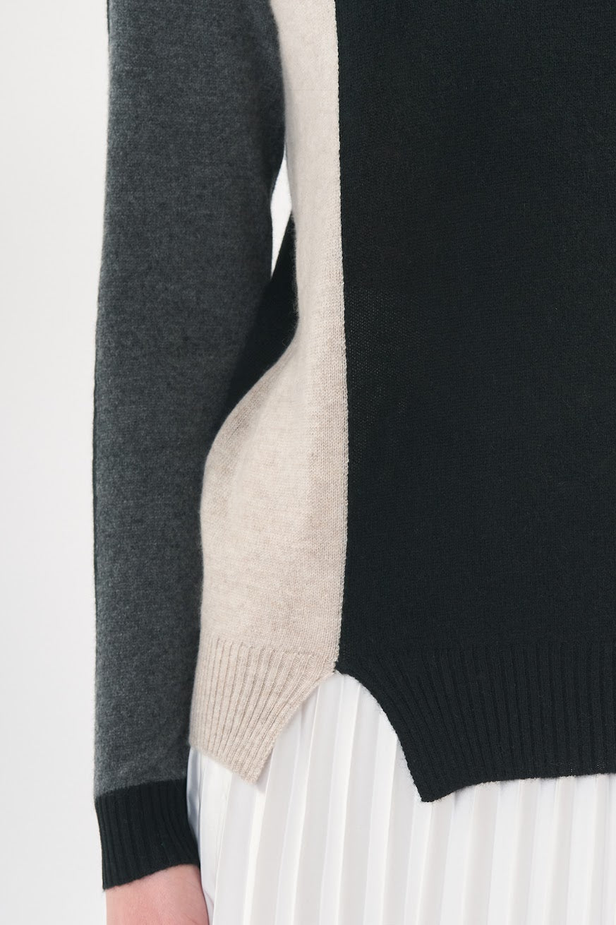 Tri Tone Colour Block Cashmere Sweater