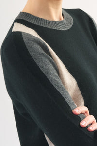 Tri Tone Colour Block Cashmere Sweater