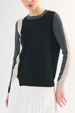 Load image into Gallery viewer, Tri Tone Colour Block Cashmere Sweater
