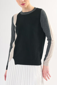 Tri Tone Colour Block Cashmere Sweater