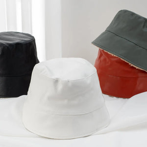 Reversible Vegan Leather Bucket Hat