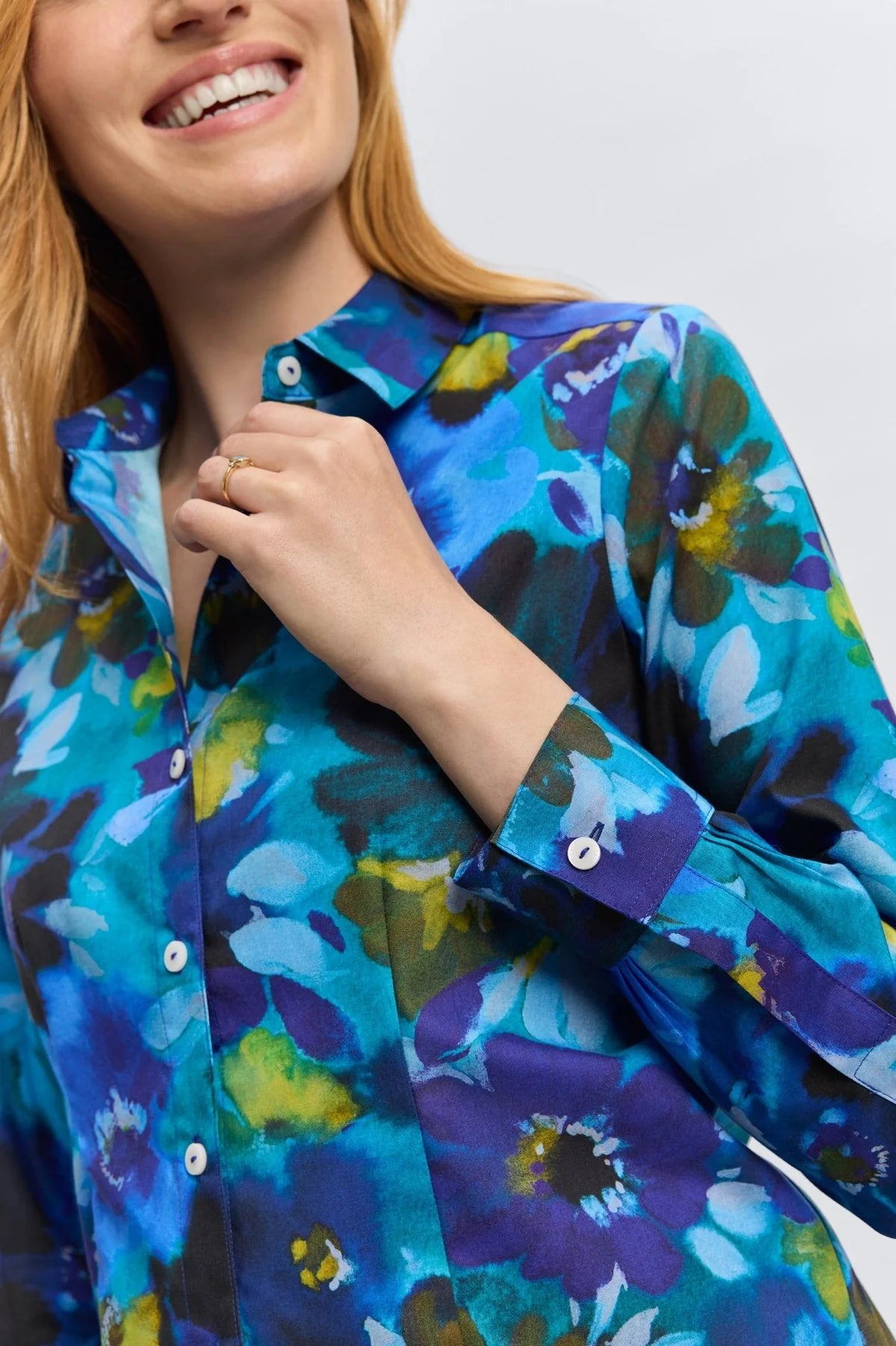 June No Iron Painterly Floral Shirt