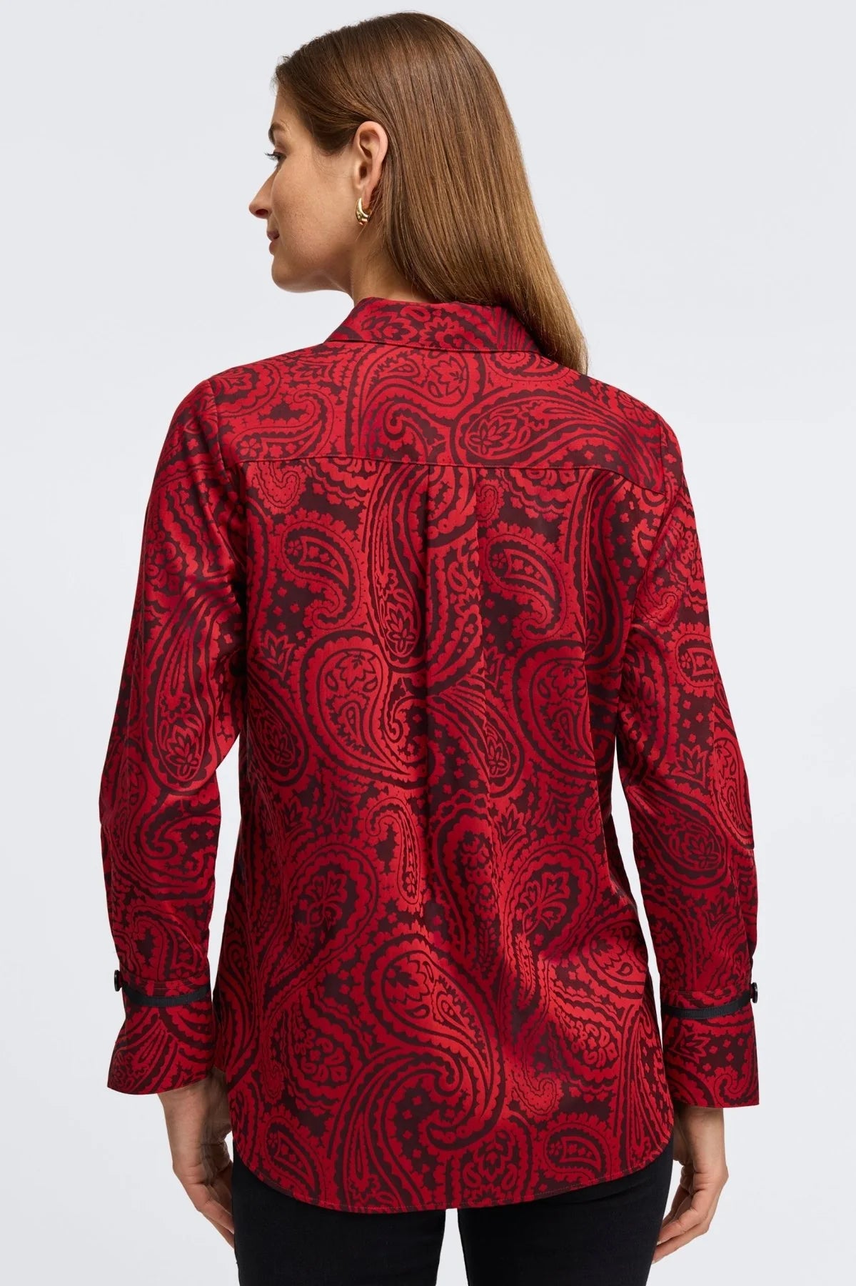 Iris No Iron Red Paisley Jacquard Shirt