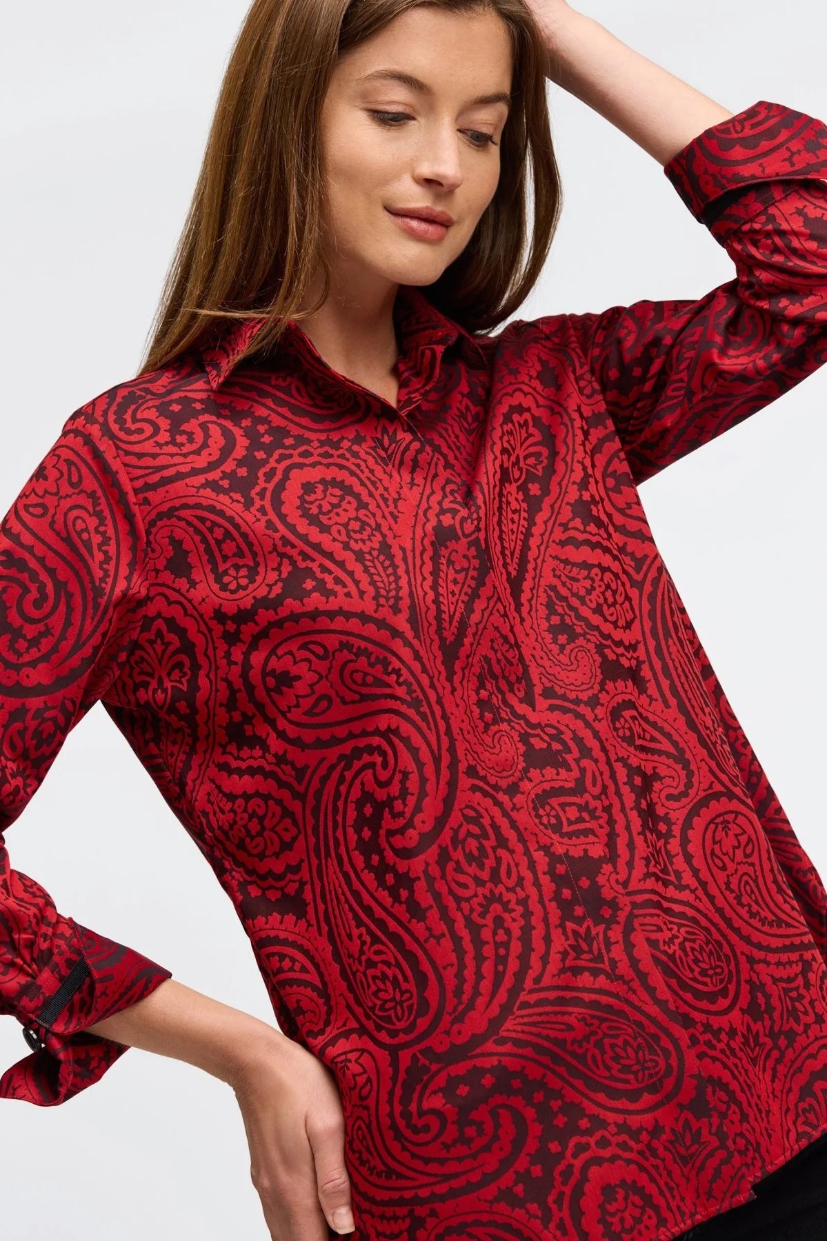 Iris No Iron Red Paisley Jacquard Shirt