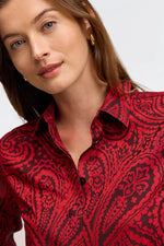 Load image into Gallery viewer, Iris No Iron Red Paisley Jacquard Shirt
