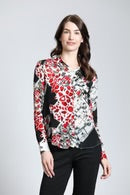 Load image into Gallery viewer, Tile Abstract Print Blouse with Roll Up Sleeve
