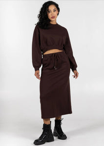 Cotton Fleece Front Pocket Skirt