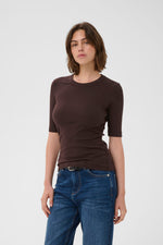 Load image into Gallery viewer, Dagna Crewneck T-Shirt-Coffee Bean
