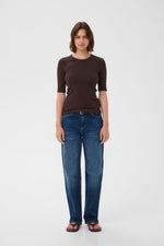 Load image into Gallery viewer, Dagna Crewneck T-Shirt-Coffee Bean
