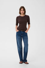 Load image into Gallery viewer, Dagna Crewneck T-Shirt-Coffee Bean
