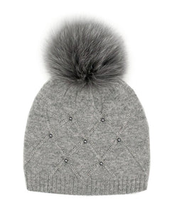 Diamond Textured Toque with Crystals