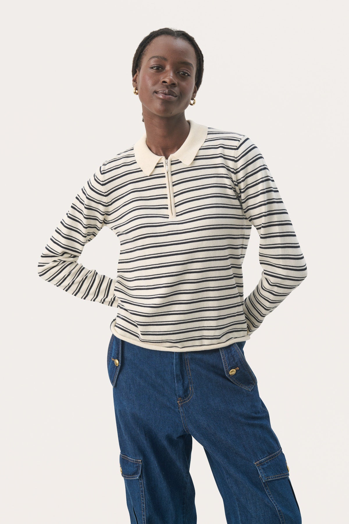 Putu 1/4 Striped Zip