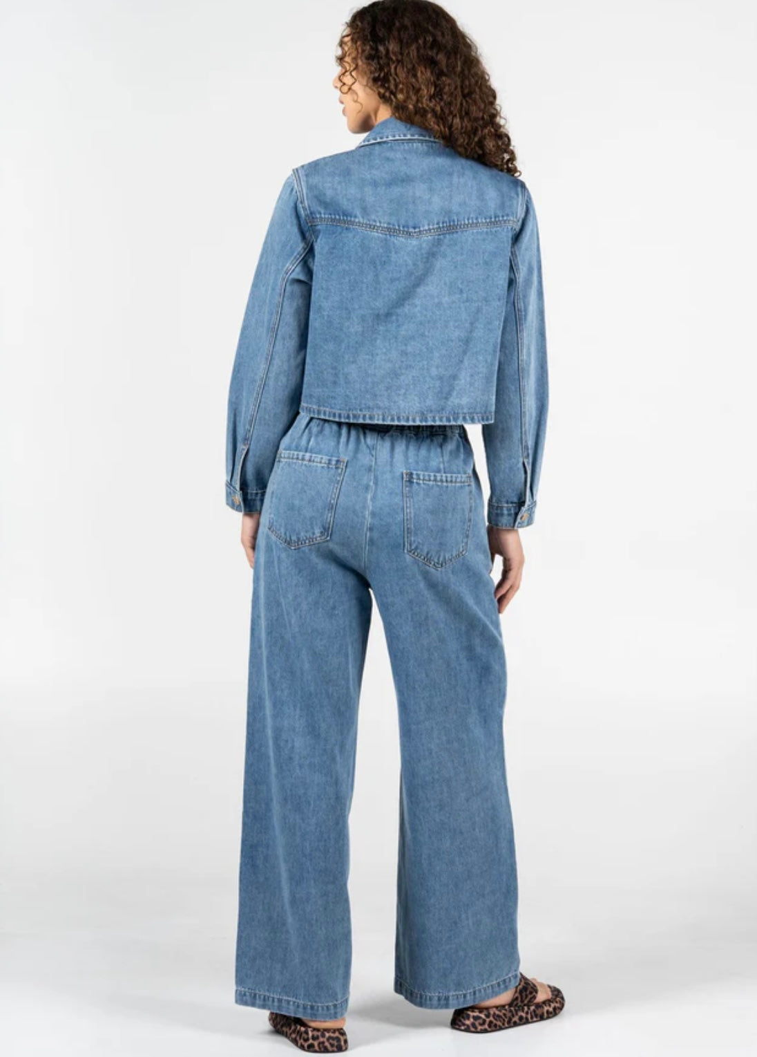 Wide Leg Tie Front Denim Pant