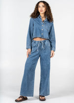 Load image into Gallery viewer, Wide Leg Tie Front Denim Pant
