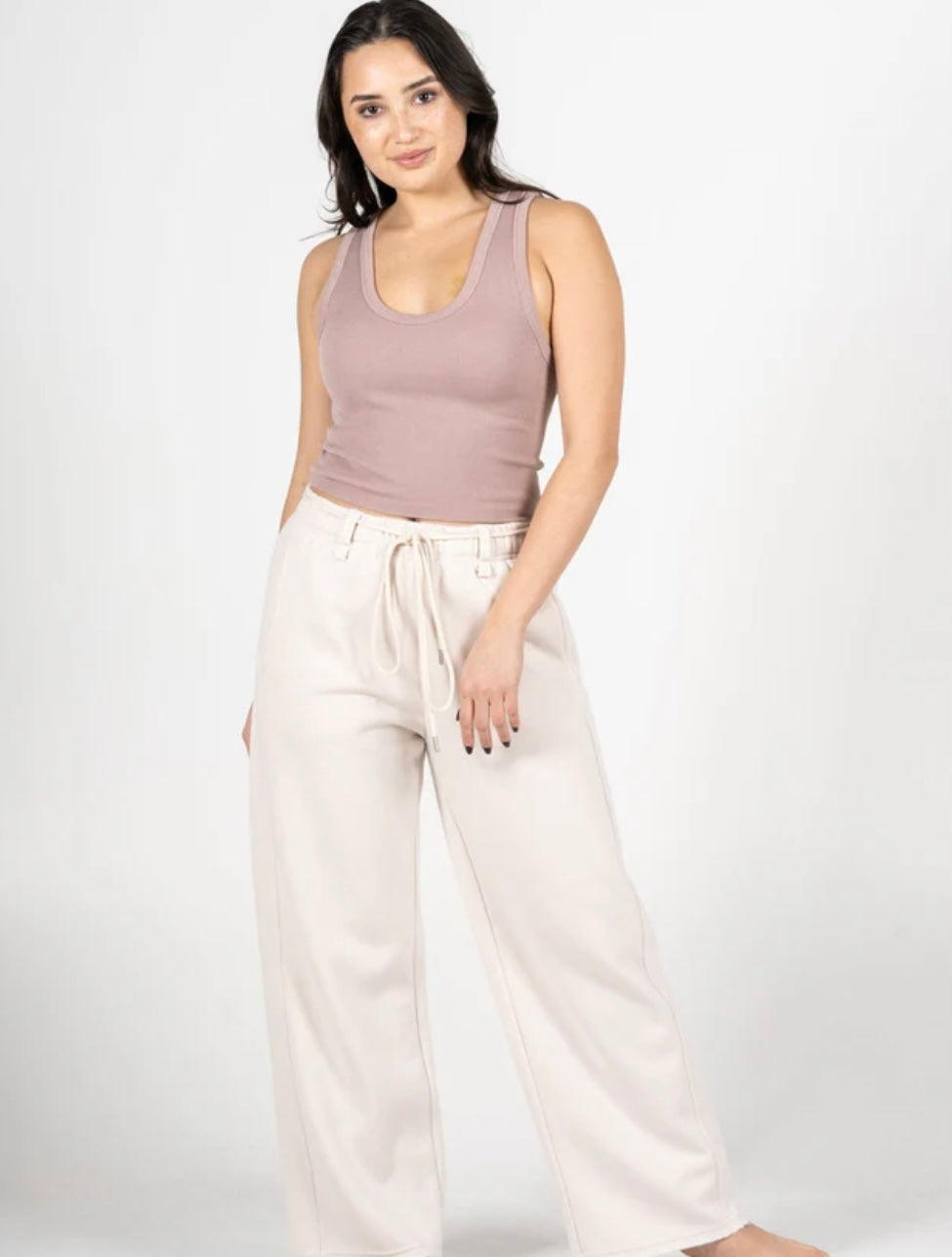 Cotton Fleece Wide Leg Pant